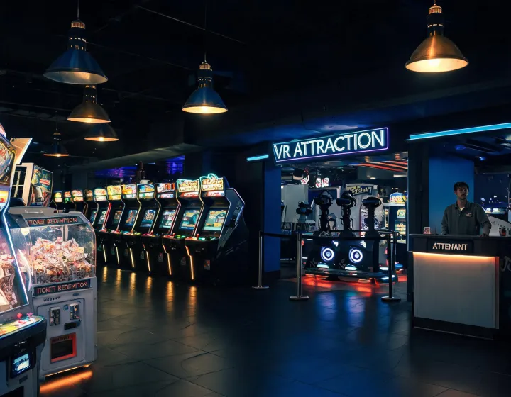 Arcade cabinet row